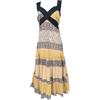 GURU SHOP Abito estivo maxi abito da spiaggia lungo donna sintetico, Beige/Giallo, 46