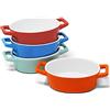 Joeji's Kitchen Set di 4 pirofile da forno in ceramica Pirofila da forno come teglia da forno antiaderente Lasagne Cocotte monoporzione da forno Pirofila piccola Blu Azzurro/Verde Rosso Arancione