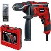 Einhell Trapano a Percussione Tc-Id 720/1 e Kit (Mandrino Autoserrante da 13 Mm, Sistema Elettronico di Regolazione del Numero di Giri, Set di 5 Punte per Muratura + Valigetta E-Box Basic Inclusi)