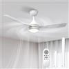 Airwit Ventilatore da Soffitto con Luce LED Regolabile 106cm, 3 Pale Snap-On, Silenzioso Ventilatore da Soffitto con Telecomando per Camera Soggiorno Cucina, 6 Velocità, Montaggio Rapido, Bianco