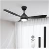 Airwit Ventilatore da Soffitto con Luce LED Regolabile 106cm, 3 Pale Snap-On, Silenzioso Ventilatore da Soffitto con Telecomando per Camera Soggiorno Cucina, 6 Velocità, Montaggio Rapido, Nero