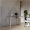 DEGHI Scrivania 130x60 cm bianco con top in vetro e cassetto - Deidre