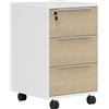HOMCOM Mobile per ufficio con cassetti e serratura, mobile archiviazione ufficio su ruote, 40 x 40 x 63,5 cm, rovere | Aosom Italy