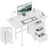HOMCOM Scrivania per computer pieghevole su ruote, scrivania con ripiani, 3 cassetti, piano estensibile, 105x51x75,5cm, bianco | Aosom Italy