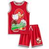 Sonic The Hedgehog Set da basket rosso da 2 pezzi Knuckles | Completo sportivo senza maniche per bambini | Abbigliamento moderno da cartone animato per ragazzi e ragazze