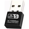 Wodgreat Chiavetta USB WLAN 1300 Mbps Adattatore WLAN Dual Band 2.4 GHz/5.8 GHz WLAN su PC Ricevitore Wireless WiFi Dongle per Desktop PC/Laptop supporta Windows 11/10/8.1/7/Vista Mac OS 10.9-10.15