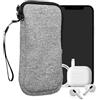 kwmobile Custodia in Neoprene con Zip per Smartphone XL - 6,7/6,8 - Astuccio Portacellulare a Sacchetto con Cerniera - Borsa in grigio chiaro/bianco