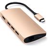SATECHI Hub USB-C multiporta 8 in 1 V2, HDMI 4K, PD 115 W, 3x USB-A, Ethernet, SD/microSD, per MacBook Air e Pro, iPad, iPhone, Windows, Surface, ThinkPad, Chromebook e altro - Oro
