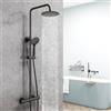 AICA ITALY SRL AICA Colonna Doccia con Miscelatore Termostatico, Rubinetto Doccia 283x40mm, Soffione Doccia Tondo in Acciaio Inox da 20cm, Altezza Regolabile 735-1170mm, Set Doccia Completo Nero