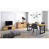 Skraut Home - Set di mobili per il soggiorno | Tavolo 200 piedi U 10 commensali | Mobile TV 140 | Madia/Credenza 140 | Rovere e Nero | Stile industriale