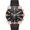 Diesel Orologio Analogico al Quarzo Uomo con Cinturino in Pelle DZ4607, Nero e Oro Rosa