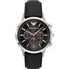 Emporio Armani Orologio Uomo, movimento cronografo, cassa 43 mm in acciaio inox argento con cinturino in pelle, AR11431