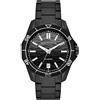 Armani Exchange Orologio per uomo, Movimento al quarzo con data a tre lancette e cassa da 44 mm con cinturino in acciaio o silicone, Nero e bianco