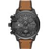 Diesel Orologio Griffed da uomo, movimento cronografo, cassa in acciaio inossidabile canna di fucile 48 mm con cinturino in pelle, DZ4569