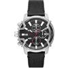 Diesel Orologio Griffed da uomo, movimento cronografo, cassa in acciaio inossidabile argento da 42 mm con cinturino in pelle, DZ4603