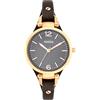 Fossil Georgia Orologio per donna, Movimento al quarzo a tre lancette con cinturino in pelle, Grigio E Oro Rosa