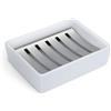SZDPC Portasapone, piatto in ceramica supporto in acciaio inossidabile scatola per sapone, doppio scarico, portasapone rettangolare creativo, porta sapone da bagno