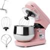 Clatronic Robot da Cucina retrò da cuocere 5 l con Potente Motore da 1100 W Gancio e Frusta | Retro Impastatrice con Apertura di Ricarica - KM 3711 Rosa, Acciaio Inox Alluminio, 10 velocità