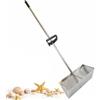 Jorzer Rastrello per sabbia, pulci, vongole, in acciaio inox, con denti di squalo, setaccio per sabbia con manico lungo staccabile, rastrello per sabbia per spiaggia con foro esagonale da 40 cm