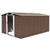Gecheer Capanno per Attrezzi in Metallo,Capanno da Giardino in Acciaio Zincato, con Porta, Casetta per Attrezzi da Giardino Marrone 257x392x181 cm