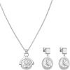 Purelei® - Collana e orecchini con ciondolo a moneta, in acciaio inox placcato oro 18 carati, ispirati alla regina Kapi'olani, set di gioielli da donna, 40/45 cm, Acciaio inossidabile, Agata