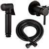 Stilform Doccetta di design WC/bidet set completo con miscelatore Mini Shattaf in nero opaco