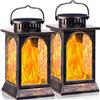 SOLARBABY Luci della Lanterna Solare, Metallo Flickering Flame Outdoor Luci solari a sospensione, Solar Powered Impermeabile Luci della Fiamma LED per Garden Yard Terrace Path (Bronzo, 2pcs Pack)