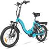 SAMEBIKE Bike Elettrica 20 Fat Tire E-Bike Pieghevole Bici 36V / 12Ah Batteria, Max.Range fino a 35-70km, Off-Road Mountain Bike City EBike Uomini Donne (Light Blue)