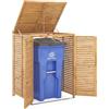 COSTWAY Box Portabidone dei Rifiuti in Legno 120L, Copribidone per Spazzatura con Coperchio Apribile, Doppia Porta e Serratura, Contenitore per Pattumiera da Giardino, Cortile e Terrazza