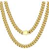 Bestyle Collana Acciaio Uomo Donna, Catena Miami Oro 7MM, Cuban Chain Lunga 46cm, Necklace for Men Idee Regalo per Anniversario