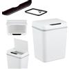 Relaxdays Cestino Automatico Spazzatura, Pattumiera da Bagno con Sensore Elettrico su Coperchio e Foro per Buste, Bianco