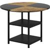 DecHome Tavolo da Pranzo per 4-6 Persone con 2 Ripiani Integrati in Acciaio e MDF Ø100x76 cm colore Nero e Marrone - DH83A98