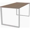 Centro Negozi Scrivania cm140x80 Top Noce Gamba ad Anello Bianca