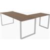 Centro Negozi Scrivania con allungo cm180X180 Top Noce gamba bianca
