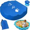 LUKIUP Copertura sabbiera conchiglia d'acqua, 100x15 cm, impermeabile, rotonda, blu, coulisse, fascia elastica, sacchetto conservazione sabbia conchiglie