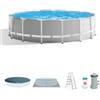 Intex Piscina fuori terra con struttura rotonda intex prisma frame grigio chiaro 457x457x122 cm - cod. 26726np