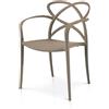 Konte.Design Set di 4 poltroncine LONG ISLAND grigio caldo in polipropilene