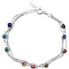 Mystic Jewels by Dalia - Bracciale in argento con catena tripla e piccoli occhi del malocchio, per la fortuna, 19 cm, Cristallo