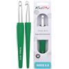 KnitPro Waves Uncinetto - Uncinetto da 10 mm, impugnatura ergonomica morbida, impugnatura in gomma morbida per mani artritiche, ferri leggeri e comodi per lavorare a maglia, felce forestale