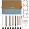 KnitPro Ginger Crochet Hook Set - 12 Afghan Tunisian Interchangeable Hooks, Comfortable Handles for Beginners & Gift Set