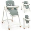 Interbaby Seggiolone Pappa Evolutivo Portatile 6-36 Mesi fino a 20 kg, Alluminio | Sedia Evolutiva Pieghevole, Schienale 4 Posizioni, 8 Altezze, Vassoio Rimovibile, Cintura 5 Punti | Practic Verde