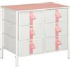 HOMCOM Cassettiera organizer in tessuto con 6 cassetti in tessuto, struttura in metallo e piano in legno, armadio per camera dei bambini, soggiorno, armadio, corridoio, rosa