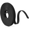 URAQT Fascette per cavo con gancio e anello, 10 mm x 5 m, riutilizzabili, autoadesive, per la gestione dei cavi, nere (5 m)