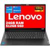 Lenovo, Pc portatile notebook, Cpu Intel i5 13Th, 13420H 8 Core, 24 Gb ram, Full HD 15,6, SSD Pci Nvme 512 GB, webcam, usb, Win 11, pronto all'uso, garanzia Italia