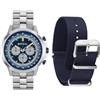 Breil Orologio UOMO X.LARGE quadrante MONO-COLORE BLU movimento CRONOGRAFO QUARZO e BRACCIALE/CINTURINO ACCIAIO, TESSUTO BLU TW1920