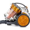 H.Koenig Multicyclonic Compact+ Aspirapolvere a traino senza sacco STC60, Classe AAA, filtro HEPA, silenzioso, potente, efficiente, spazzola turbo, bocchetta piatta 2-in-1, arancione