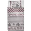 PENSIERI DELICATI Parure Copripiumino Singolo 100% Cotone, Completo di Sacco 150x200cm e 1 Federa 52x82cm, Made in Italy, Copripiumino Lavabile In Lavatrice A 40°, Fantasia Chalet Rosso