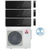 Mitsubishi Climatizzatore Condizionatore Mitsubishi Kirigamine Zen Wifi Nero Trial Split Inverter 7000 + 9000 + 18000 BTU con U.E. MXZ-3F68VF classe A++ /A+ NOVITÁ
