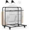 VEVOR Porta Sedie Pieghevole, Capacità 181 kg, Carrello per Sedie Resistente per 14 Sedie 5 Tavoli, Carrello Porta Sedie con Ruote Girevoli e Ruote Bloccabili per Feste, Eventi, Hotel, Nero Opaco