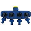TATAY Top Line Distributore Tubo Universale, 4 Vie, per Rubinetti 1/2, 3/4, 1, Connettore Universale, Regolatore, Protezione Solare, Installazione Facile, Blu